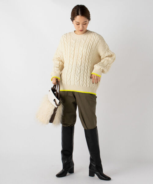 Oldderby Knitwear（オールダービーニットウェア）の「【OLDDERBY KNITWEAR/オールドダービーニットウエア】別注アランケーブル配色プルオーバーニット（ニット/セーター・レディース・オフホワイト/グレー系その他7/ブルー系その他7・M）」の19枚目の写真