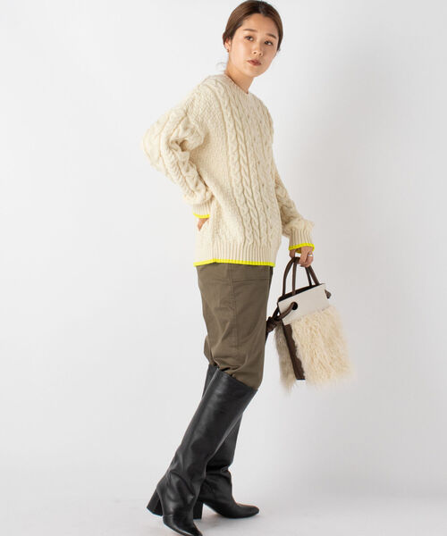 Oldderby Knitwear（オールダービーニットウェア）の「【OLDDERBY KNITWEAR/オールドダービーニットウエア】別注アランケーブル配色プルオーバーニット（ニット/セーター・レディース・オフホワイト/グレー系その他7/ブルー系その他7・M）」の11枚目の写真
