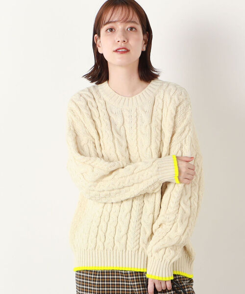 Oldderby Knitwear（オールダービーニットウェア）の「【OLDDERBY KNITWEAR/オールドダービーニットウエア】別注アランケーブル配色プルオーバーニット（ニット/セーター・レディース・オフホワイト/グレー系その他7/ブルー系その他7・M）」の15枚目の写真