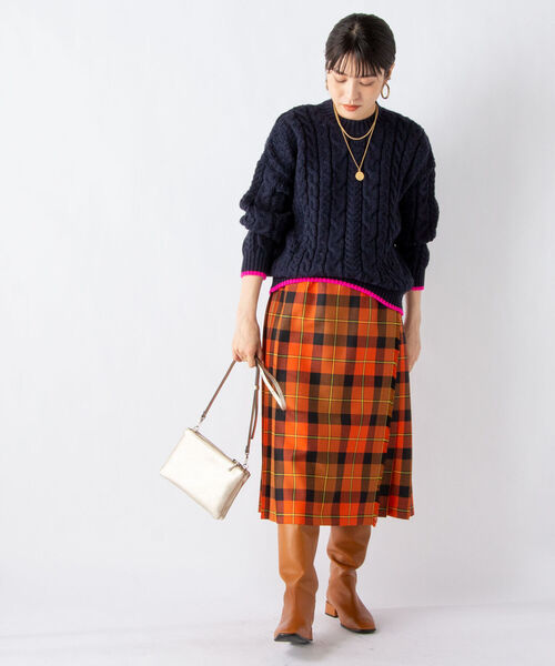 Oldderby Knitwear（オールダービーニットウェア）の「【OLDDERBY KNITWEAR/オールドダービーニットウエア】別注アランケーブル配色プルオーバーニット（ニット/セーター・レディース・オフホワイト/グレー系その他7/ブルー系その他7・M）」の20枚目の写真