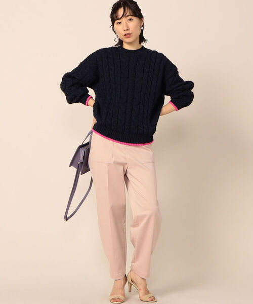 Oldderby Knitwear（オールダービーニットウェア）の「【OLDDERBY KNITWEAR/オールドダービーニットウエア】別注アランケーブル配色プルオーバーニット（ニット/セーター・レディース・オフホワイト/グレー系その他7/ブルー系その他7・M）」の10枚目の写真