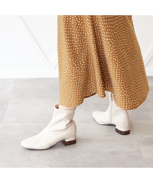 JELLY BEANS（ジェリービーンズ）の「クリアコンビヒールストレッチショートブーツ(214-40208)JELLY BEANS(ジェリービーンズ)（ブーツ・レディース・ブラック/アイボリー/ダークブラウン・S/M/L/LL）」の8枚目の写真