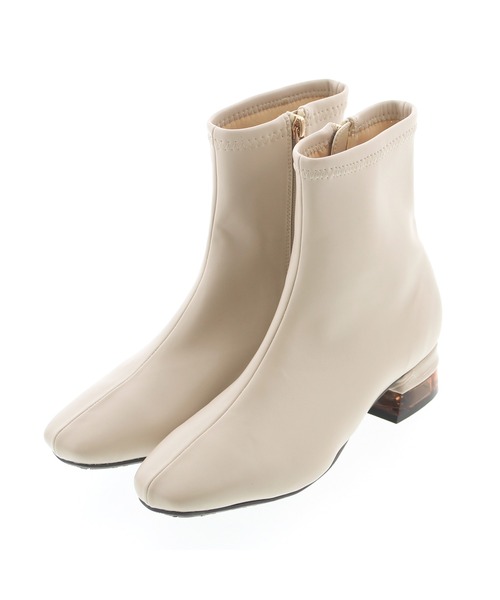 JELLY BEANS（ジェリービーンズ）の「クリアコンビヒールストレッチショートブーツ(214-40208)JELLY BEANS(ジェリービーンズ)（ブーツ・レディース・ブラック/アイボリー/ダークブラウン・S/M/L/LL）」の10枚目の写真