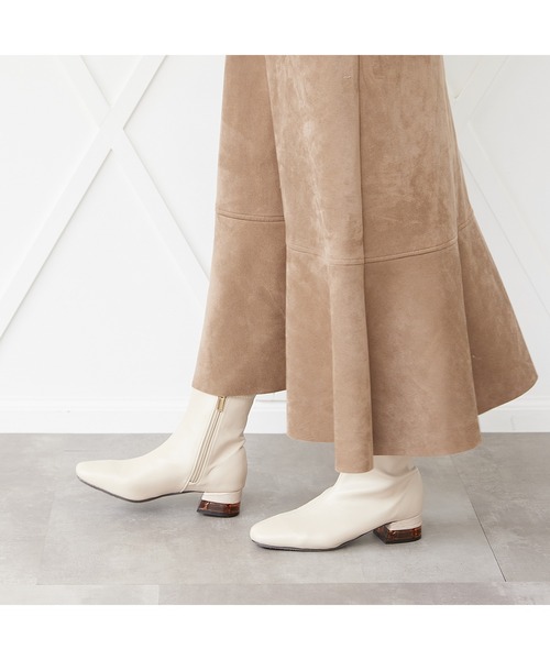 JELLY BEANS（ジェリービーンズ）の「クリアコンビヒールストレッチショートブーツ(214-40208)JELLY BEANS(ジェリービーンズ)（ブーツ・レディース・ブラック/アイボリー/ダークブラウン・S/M/L/LL）」の12枚目の写真