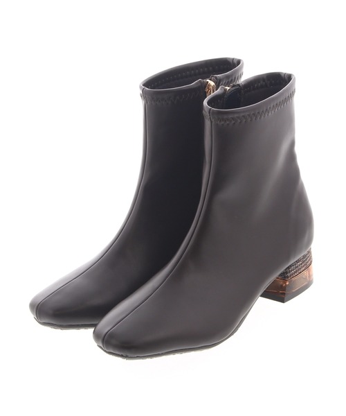 JELLY BEANS（ジェリービーンズ）の「クリアコンビヒールストレッチショートブーツ(214-40208)JELLY BEANS(ジェリービーンズ)（ブーツ・レディース・ブラック/アイボリー/ダークブラウン・S/M/L/LL）」の13枚目の写真