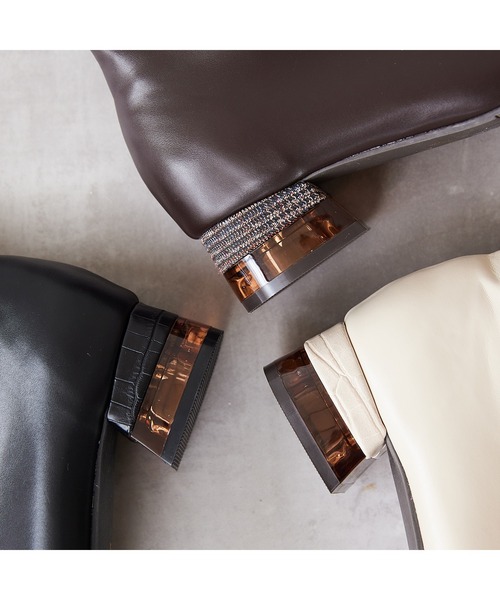 JELLY BEANS（ジェリービーンズ）の「クリアコンビヒールストレッチショートブーツ(214-40208)JELLY BEANS(ジェリービーンズ)（ブーツ・レディース・ブラック/アイボリー/ダークブラウン・S/M/L/LL）」の14枚目の写真