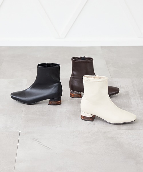 JELLY BEANS（ジェリービーンズ）の「クリアコンビヒールストレッチショートブーツ(214-40208)JELLY BEANS(ジェリービーンズ)（ブーツ・レディース・ブラック/アイボリー/ダークブラウン・S/M/L/LL）」の19枚目の写真