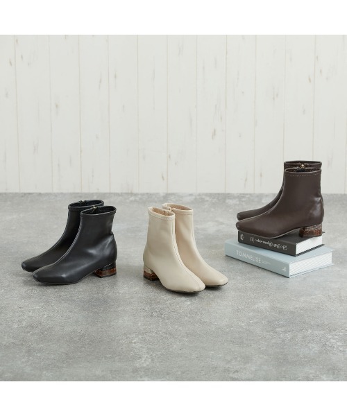 JELLY BEANS（ジェリービーンズ）の「クリアコンビヒールストレッチショートブーツ(214-40208)JELLY BEANS(ジェリービーンズ)（ブーツ・レディース・ブラック/アイボリー/ダークブラウン・S/M/L/LL）」の17枚目の写真