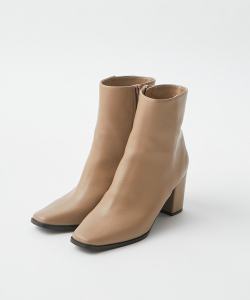 RIVE DROITE（リヴドロワ）の「シンプルなデザインが魅力　スクエアショートブーツ（ブーツ・レディース・ブラック/ベージュ・S/M/L）」の4枚目の写真