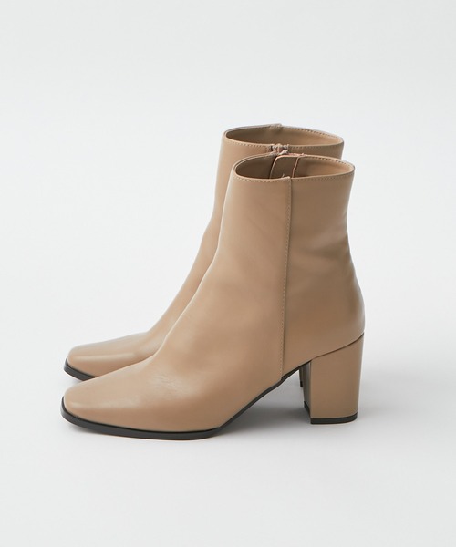 RIVE DROITE（リヴドロワ）の「シンプルなデザインが魅力　スクエアショートブーツ（ブーツ・レディース・ブラック/ベージュ・S/M/L）」の6枚目の写真