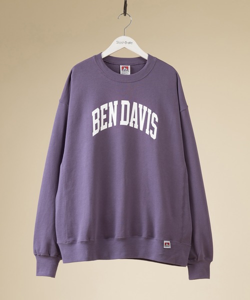 BEN DAVIS(ベンデイビス)の「【BENDAVIS/ベンデイビス】カレッジプリントクルーネックスウェット(スウェット・メンズ・ブラック/パープル/ネイビー/オフホワイト・M/L/XL)」の1枚目の写真
