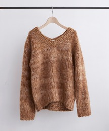 saqui 22AW モヘア混ブラウン系Vネックセーター 38 saqui 22AW モヘア混ブラウン系Vネックセーター 38