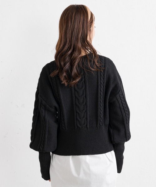 prose verse(プロズヴェール)の「ボリューム袖ケーブル編みニット(ニット/セーター・レディース・ライム/ブラック/バイオレット/オフホワイト・FREE)」の22枚目の写真