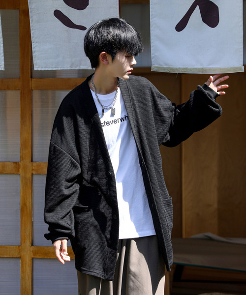 neos（ネオス）の「【neos -addictive design-】ビッグシルエット 2ボタン ニット カーディガン（カーディガン/ボレロ・メンズ・ブラック/ブラウン/ブルー/グリーン・MEDIUM/LARGE）」の14枚目の写真