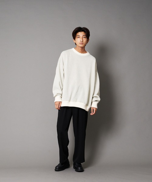 UNIIT(ユニット)の「【UNIIT/ユニット】カルゼニットフリースルーズクルーネック(スウェット・メンズ・ホワイト/チャコールグレー/ブラック/ベージュ/杢グレー・SMALL/MEDIUM/LARGE)」の6枚目の写真
