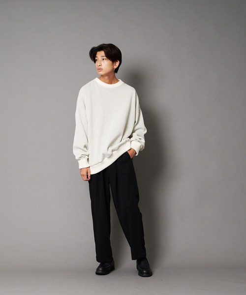 UNIIT(ユニット)の「【UNIIT/ユニット】カルゼニットフリースルーズクルーネック(スウェット・メンズ・ホワイト/チャコールグレー/ブラック/ベージュ/杢グレー・SMALL/MEDIUM/LARGE)」の9枚目の写真