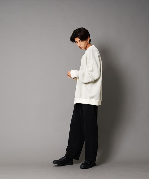 UNIIT(ユニット)の「【UNIIT/ユニット】カルゼニットフリースルーズクルーネック(スウェット・メンズ・ホワイト/チャコールグレー/ブラック/ベージュ/杢グレー・SMALL/MEDIUM/LARGE)」の11枚目の写真