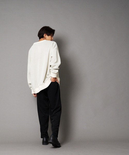 UNIIT(ユニット)の「【UNIIT/ユニット】カルゼニットフリースルーズクルーネック(スウェット・メンズ・ホワイト/チャコールグレー/ブラック/ベージュ/杢グレー・SMALL/MEDIUM/LARGE)」の12枚目の写真
