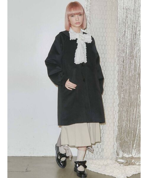 merry jenny フリル付きロングコート グレー merry jenny - merry jenny Aラインセーラーコートの通販 by