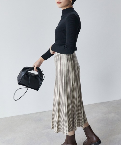 ECRIRE（エクリール）の「プリーツジャガードSK（スカート・レディース・ブラウン/グレー/ブラック・M）」の10枚目の写真