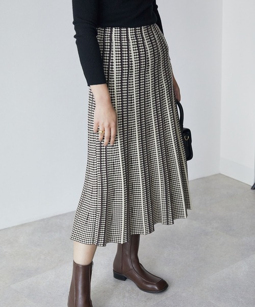 ECRIRE（エクリール）の「プリーツジャガードSK（スカート・レディース・ブラウン/グレー/ブラック・M）」の15枚目の写真