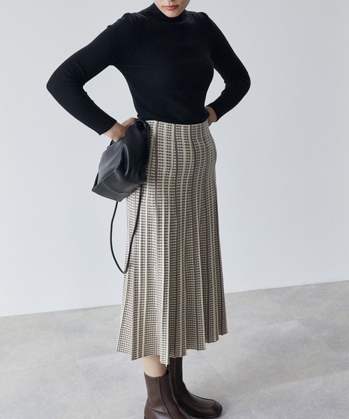 ECRIRE（エクリール）の「プリーツジャガードSK（スカート・レディース・ブラウン/グレー/ブラック・M）」の12枚目の写真