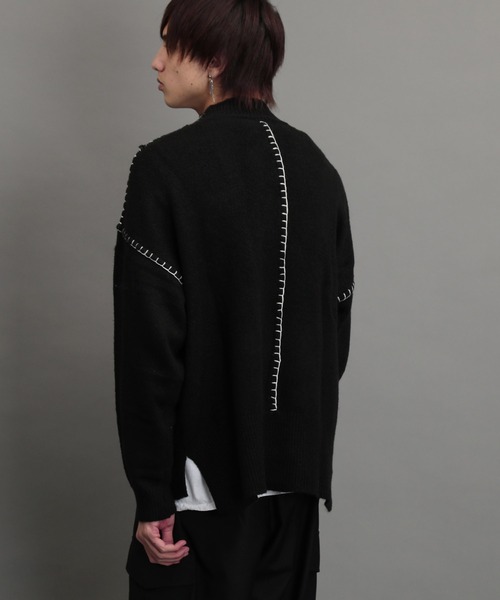 air tokyo sellection(エアートウキョウセレクション)の「ブランケット ステッチ モックネック ニット セーター(ニット/セーター・メンズ・ブラック/オフホワイト/グリーン/グレイッシュベージュ・MEDIUM/LARGE)」の10枚目の写真
