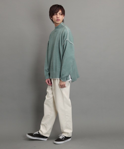 air tokyo sellection(エアートウキョウセレクション)の「ブランケット ステッチ モックネック ニット セーター(ニット/セーター・メンズ・ブラック/オフホワイト/グリーン/グレイッシュベージュ・MEDIUM/LARGE)」の20枚目の写真