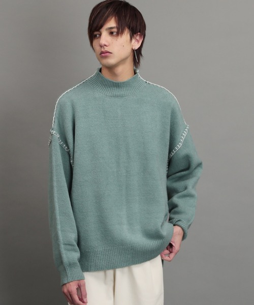 air tokyo sellection(エアートウキョウセレクション)の「ブランケット ステッチ モックネック ニット セーター(ニット/セーター・メンズ・ブラック/オフホワイト/グリーン/グレイッシュベージュ・MEDIUM/LARGE)」の17枚目の写真
