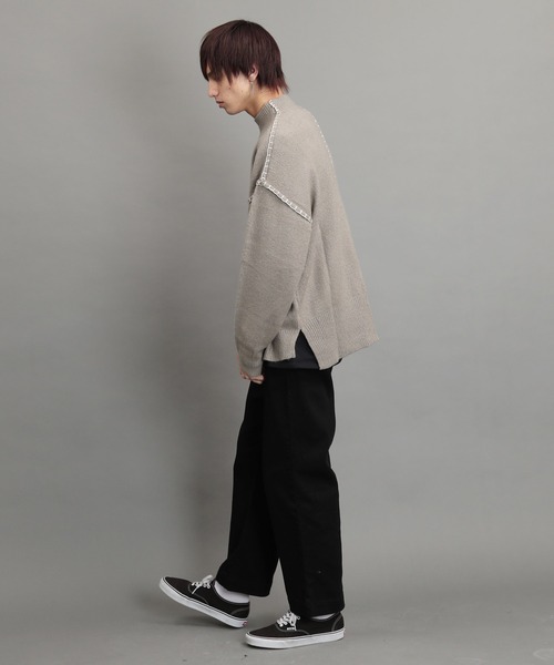 air tokyo sellection(エアートウキョウセレクション)の「ブランケット ステッチ モックネック ニット セーター(ニット/セーター・メンズ・ブラック/オフホワイト/グリーン/グレイッシュベージュ・MEDIUM/LARGE)」の16枚目の写真