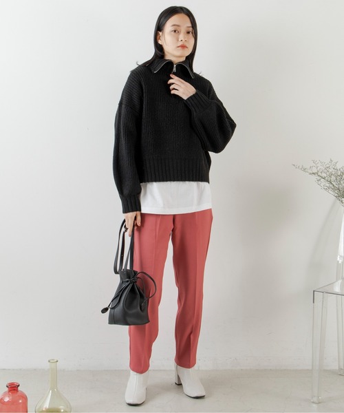 ANGIE（アンジー）の「センタープレススラックスタックパンツ（スラックス・レディース・ピンク/グリーン/ブラック/アイボリー・MEDIUM/LARGE/SMALL）」の9枚目の写真