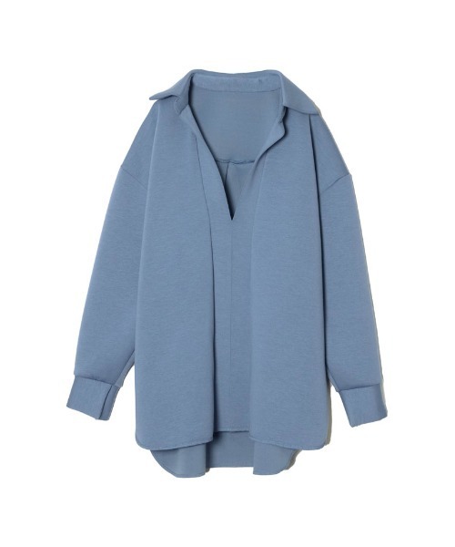 Re:EDIT（リエディ）の「[イージーケア]ダンボールオーバーサイズスキッパーシャツ（シャツ/ブラウス・レディース・ブラック/アイボリー/キャメル/ブルー/モカ・MEDIUM/LARGE）」の4枚目の写真