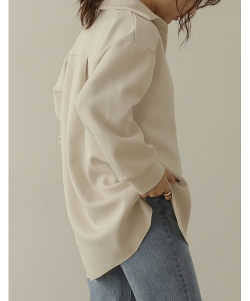 Re:EDIT（リエディ）の「[イージーケア]ダンボールオーバーサイズスキッパーシャツ（シャツ/ブラウス・レディース・ブラック/アイボリー/キャメル/ブルー/モカ・MEDIUM/LARGE）」の11枚目の写真