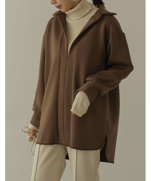 Re:EDIT（リエディ）の「[イージーケア]ダンボールオーバーサイズスキッパーシャツ（シャツ/ブラウス・レディース・ブラック/アイボリー/キャメル/ブルー/モカ・MEDIUM/LARGE）」の14枚目の写真