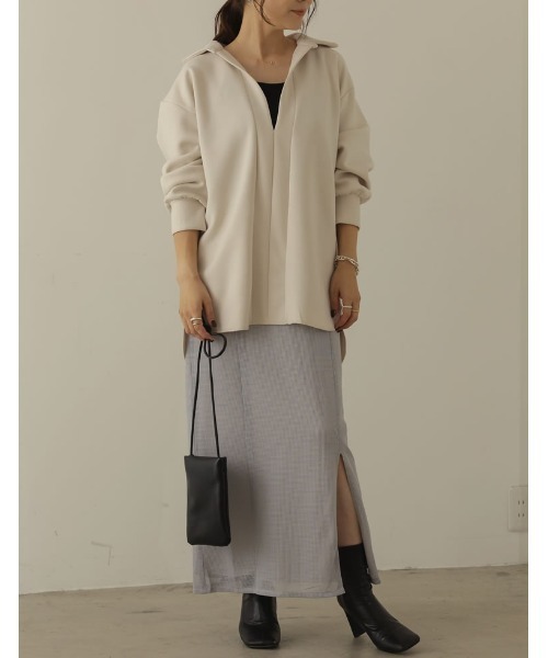 Re:EDIT（リエディ）の「[イージーケア]ダンボールオーバーサイズスキッパーシャツ（シャツ/ブラウス・レディース・ブラック/アイボリー/キャメル/ブルー/モカ・MEDIUM/LARGE）」の13枚目の写真