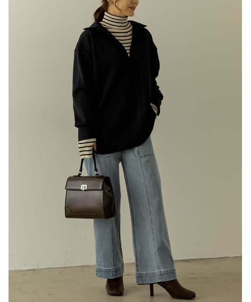 Re:EDIT（リエディ）の「[イージーケア]ダンボールオーバーサイズスキッパーシャツ（シャツ/ブラウス・レディース・ブラック/アイボリー/キャメル/ブルー/モカ・MEDIUM/LARGE）」の9枚目の写真