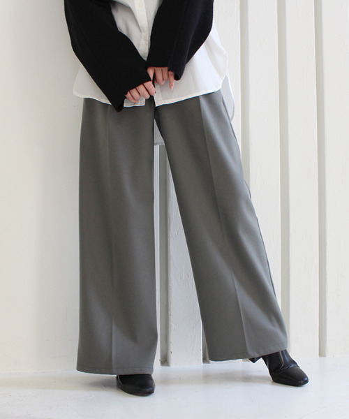 MODE ROBE（モードローブ）の「センタープレスワイドパンツ（その他パンツ・レディース・グレー系/ブラック/ベージュ・FREE）」の2枚目の写真