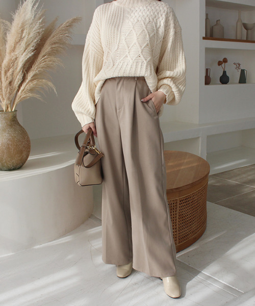 MODE ROBE（モードローブ）の「センタープレスワイドパンツ（その他パンツ・レディース・グレー系/ブラック/ベージュ・FREE）」の9枚目の写真