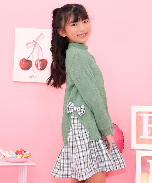 Bee des Bee（ビーデスビー）の「異素材切り替えワンピース（ワンピース・キッズ・ブラック/ピンク/チャコール/ミント/ブラウン/アイボリー/ラベンダー/アイボリー系/ブラック系その他/ピンク系/グリーン系/チャコールグレー/ライトブルー/ブラック×ホワイト/ブラウン系その他・110cm/100cm/120cm/130cm/140cm/150cm）」の11枚目の写真