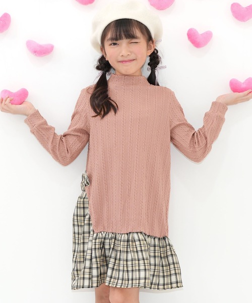 Bee des Bee（ビーデスビー）の「異素材切り替えワンピース（ワンピース・キッズ・ブラック/ピンク/チャコール/ミント/ブラウン/アイボリー/ラベンダー/アイボリー系/ブラック系その他/ピンク系/グリーン系/チャコールグレー/ライトブルー/ブラック×ホワイト/ブラウン系その他・110cm/100cm/120cm/130cm/140cm/150cm）」の15枚目の写真