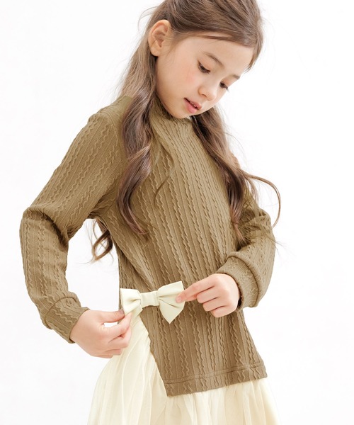 Bee des Bee（ビーデスビー）の「異素材切り替えワンピース（ワンピース・キッズ・ブラック/ピンク/チャコール/ミント/ブラウン/アイボリー/ラベンダー/アイボリー系/ブラック系その他/ピンク系/グリーン系/チャコールグレー/ライトブルー/ブラック×ホワイト/ブラウン系その他・110cm/100cm/120cm/130cm/140cm/150cm）」の7枚目の写真