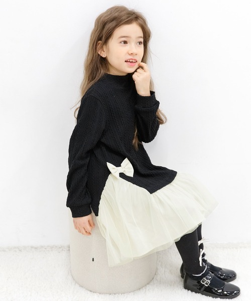 Bee des Bee（ビーデスビー）の「異素材切り替えワンピース（ワンピース・キッズ・ブラック/ピンク/チャコール/ミント/ブラウン/アイボリー/ラベンダー/アイボリー系/ブラック系その他/ピンク系/グリーン系/チャコールグレー/ライトブルー/ブラック×ホワイト/ブラウン系その他・110cm/100cm/120cm/130cm/140cm/150cm）」の18枚目の写真