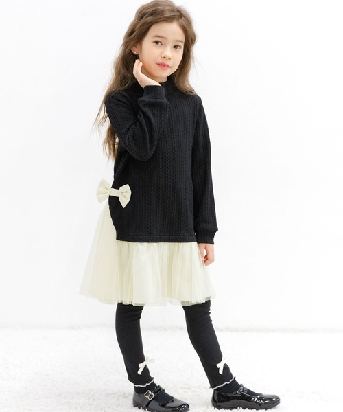 Bee des Bee（ビーデスビー）の「異素材切り替えワンピース（ワンピース・キッズ・ブラック/ピンク/チャコール/ミント/ブラウン/アイボリー/ラベンダー/アイボリー系/ブラック系その他/ピンク系/グリーン系/チャコールグレー/ライトブルー/ブラック×ホワイト/ブラウン系その他・110cm/100cm/120cm/130cm/140cm/150cm）」の21枚目の写真