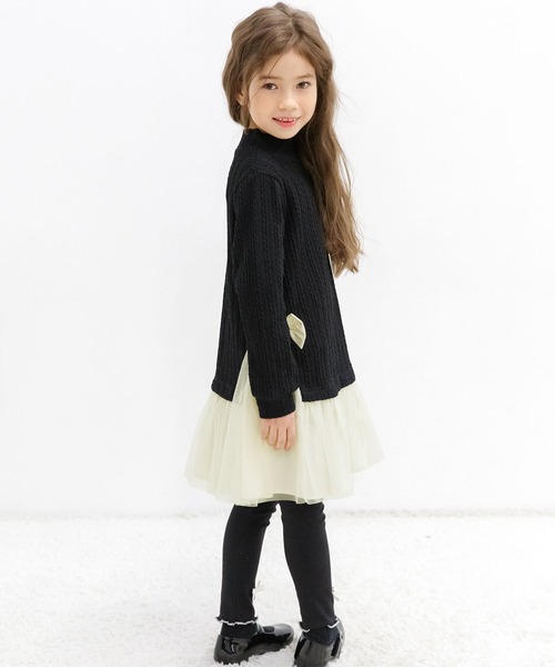 Bee des Bee（ビーデスビー）の「異素材切り替えワンピース（ワンピース・キッズ・ブラック/ピンク/チャコール/ミント/ブラウン/アイボリー/ラベンダー/アイボリー系/ブラック系その他/ピンク系/グリーン系/チャコールグレー/ライトブルー/ブラック×ホワイト/ブラウン系その他・110cm/100cm/120cm/130cm/140cm/150cm）」の17枚目の写真