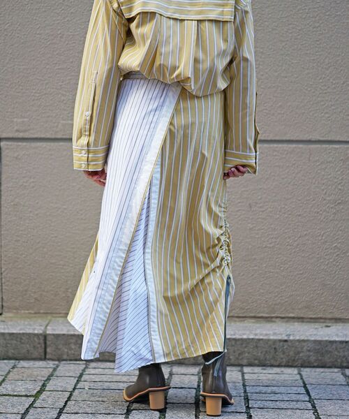 AULA AILA（アウラアイラ）の「AULA AILA(アウラアイラ) 別注ストライプコンビスカート（スカート・レディース・イエロー・FREE）」の9枚目の写真