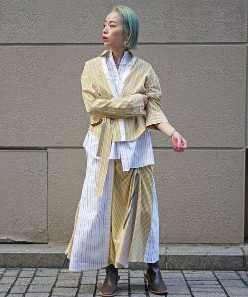 AULA AILA（アウラアイラ）の「AULA AILA(アウラアイラ) 別注ストライプコンビスカート（スカート・レディース・イエロー・FREE）」の14枚目の写真