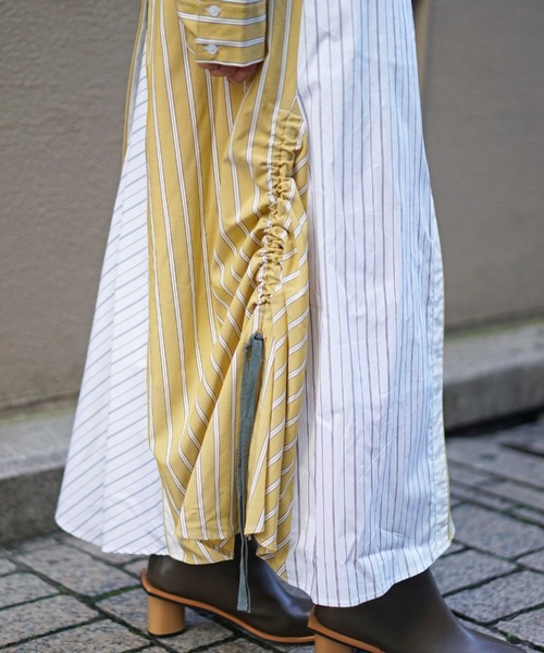AULA AILA（アウラアイラ）の「AULA AILA(アウラアイラ) 別注ストライプコンビスカート（スカート・レディース・イエロー・FREE）」の6枚目の写真
