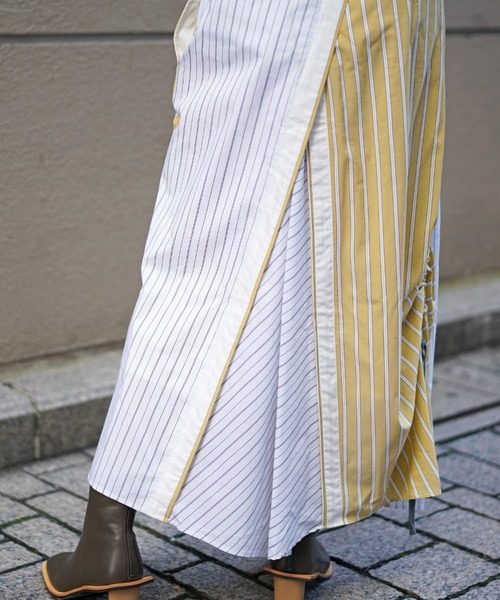 AULA AILA（アウラアイラ）の「AULA AILA(アウラアイラ) 別注ストライプコンビスカート（スカート・レディース・イエロー・FREE）」の7枚目の写真