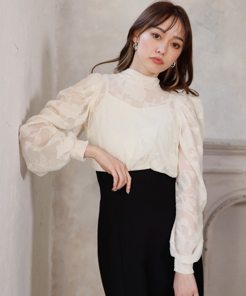 LIPSERVICE（リップサービス）の「オパールフラワー2wayパワショルブラウス（シャツ/ブラウス・レディース・ホワイト/ブルー/ブラック・FREE）」の4枚目の写真