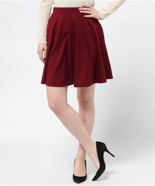 mystic（ミスティック）の「起毛スムースフレアスカート（スカート・レディース・ネイビー/チャコールグレー/ブラック/ボルドー・ﾌﾘ-）」の4枚目の写真